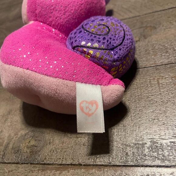TY BEANIE BOOS SCOOTER PINK SNAIL 6” PLUSH RARE SHIMMERING - Picture 3 of 4